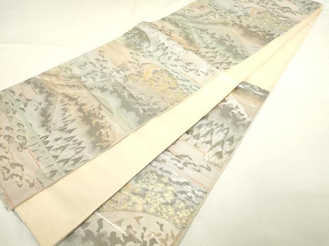 平和屋着物◎六通柄袋帯　樹林風景文　錦プラチナ箔　正絹　逸品　AABM7347ex