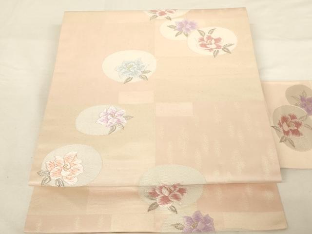 平和屋着物◎九寸名古屋帯　唐織　草花文　金銀糸　正絹　逸品　未使用　AABM7355ex