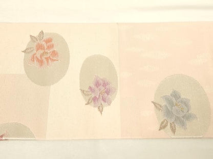 平和屋着物◎九寸名古屋帯　唐織　草花文　金銀糸　正絹　逸品　未使用　AABM7355ex