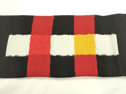 平和屋着物◎八寸名古屋帯　紬地　格子　黒地　正絹　逸品　AABM7365ex