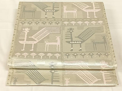 平和屋着物◎六通柄袋帯　有栖川文様　銀糸　正絹　逸品　AABM7443dk