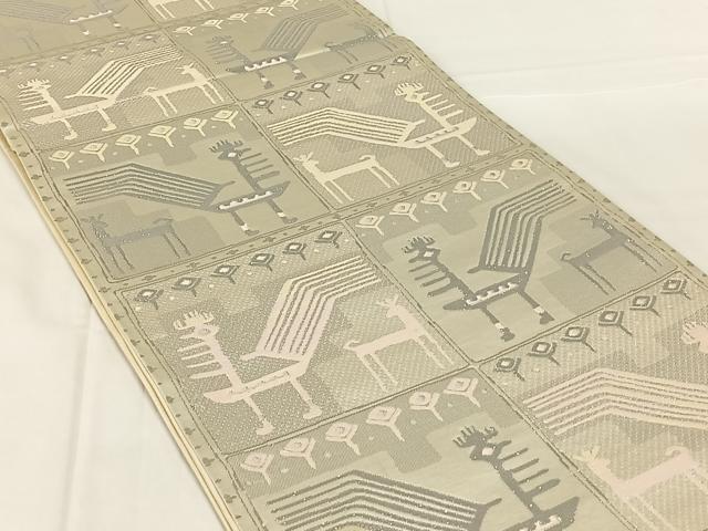 平和屋着物◎六通柄袋帯　有栖川文様　銀糸　正絹　逸品　AABM7443dk