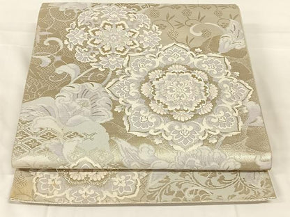 平和屋着物◎六通柄袋帯　唐織　正倉院花唐草文　金銀糸　正絹　逸品　AABM7448dk
