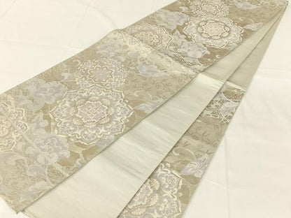 平和屋着物◎六通柄袋帯　唐織　正倉院花唐草文　金銀糸　正絹　逸品　AABM7448dk