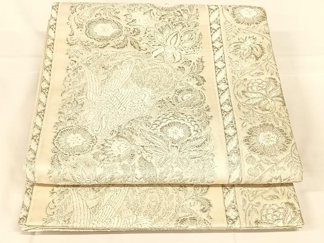 平和屋着物◎六通柄袋帯　唐織　鳳凰花文　プラチナ箔　正絹　逸品　AABM7452dk