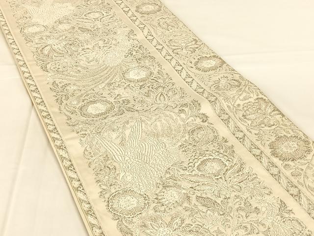 平和屋着物◎六通柄袋帯　唐織　鳳凰花文　プラチナ箔　正絹　逸品　AABM7452dk