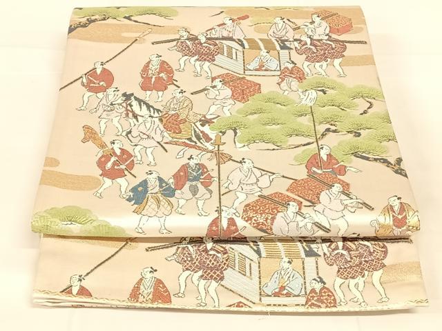 平和屋着物◎六通柄袋帯　大名行列の図　金糸　正絹　逸品　AABM7455dk