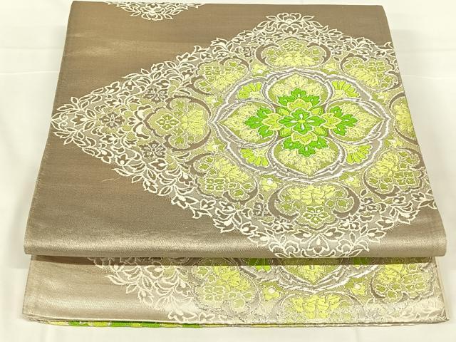 平和屋着物◎六通柄袋帯　唐織　正倉院花菱文　金銀糸　正絹　逸品　AABM7458dk