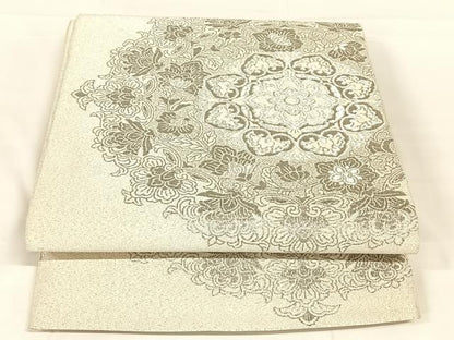平和屋着物◎綴れ　太鼓柄袋帯　唐織　正倉院花文　プラチナ箔　正絹　逸品　AABM7464dk