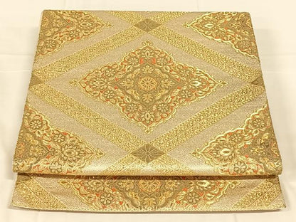 平和屋着物◎西陣　服部織物謹製　六通柄袋帯　オリエント更紗　金糸　正絹　逸品　AABM7466dk