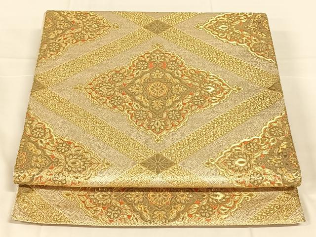平和屋着物◎西陣　服部織物謹製　六通柄袋帯　オリエント更紗　金糸　正絹　逸品　AABM7466dk