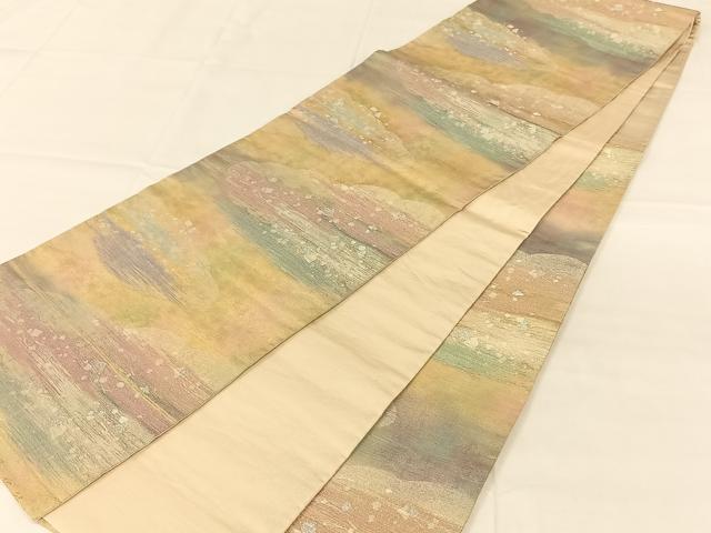 平和屋着物◎六通柄袋帯　霞文　金銀糸　正絹　逸品　AABM7470dk