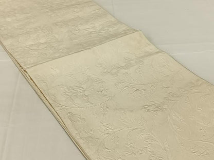 平和屋着物◎六通柄袋帯　ふくれ織　唐草文　練色　正絹　逸品　AABM7471dk