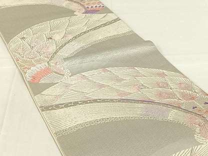平和屋着物◎六通柄袋帯　唐織　孔雀文　金銀糸　正絹　逸品　AABM7478dk