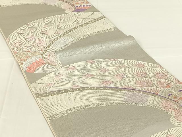 平和屋着物◎六通柄袋帯　唐織　孔雀文　金銀糸　正絹　逸品　AABM7478dk