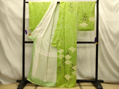 平和屋着物■訪問着　絞り　色紙花文　暈し染め　正絹　逸品　AABM7484sx