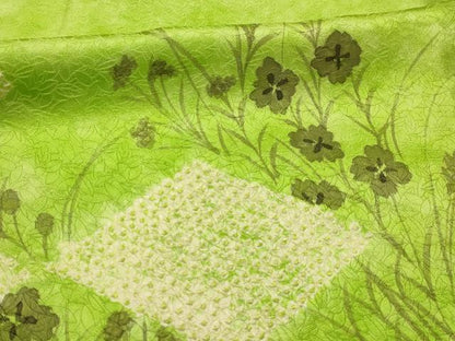 平和屋着物■訪問着　絞り　色紙花文　暈し染め　正絹　逸品　AABM7484sx