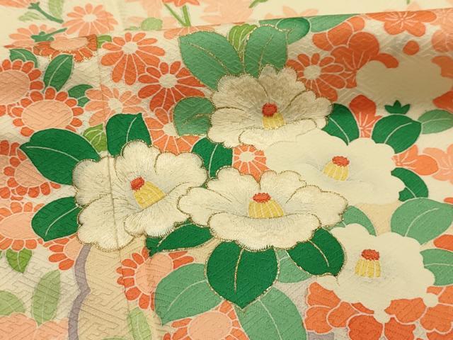 平和屋着物■訪問着　刺繍　花鏡裏文　金糸　金彩　正絹　逸品　AABM7485sx