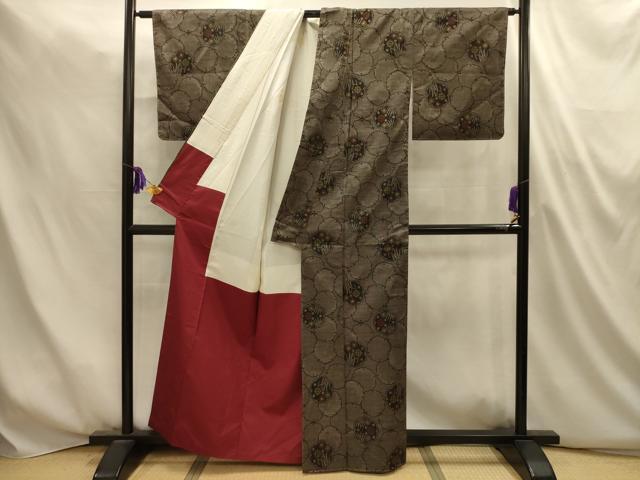 平和屋着物■本場大島紬　7マルキ　雪輪花文　正絹　逸品　AABM7488sx