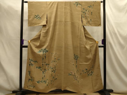 平和屋着物■訪問着　手描き　笹竹花文　正絹　逸品　AABM7491sx