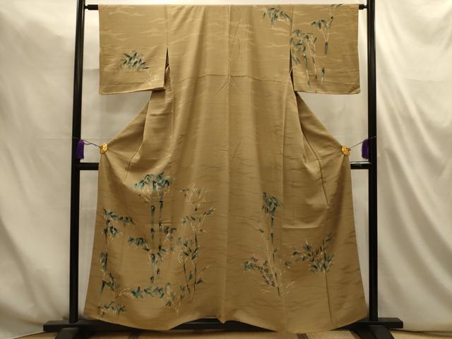 平和屋着物■訪問着　手描き　笹竹花文　正絹　逸品　AABM7491sx