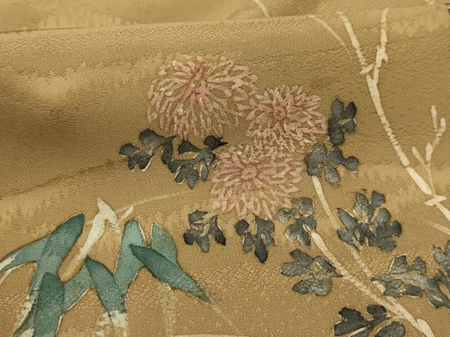 平和屋着物■訪問着　手描き　笹竹花文　正絹　逸品　AABM7491sx