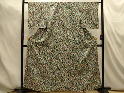 平和屋着物■上質な小紋　枝葉文　正絹　逸品　AABM7493sx