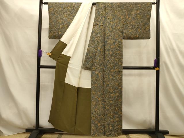 平和屋着物■上質な小紋　更紗花文　正絹　逸品　AABM7494sx