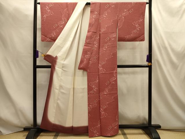 平和屋着物■上質な小紋　流水花文　正絹　逸品　AABM7497sx