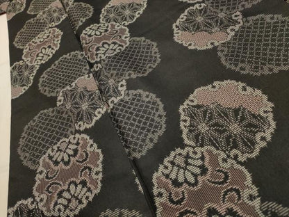 平和屋着物■上質な紬　雪輪花文　黒地　正絹　逸品　AABM7498sx