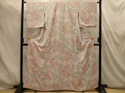 平和屋着物■上質な小紋　草花文　正絹　逸品　AABM7500sx