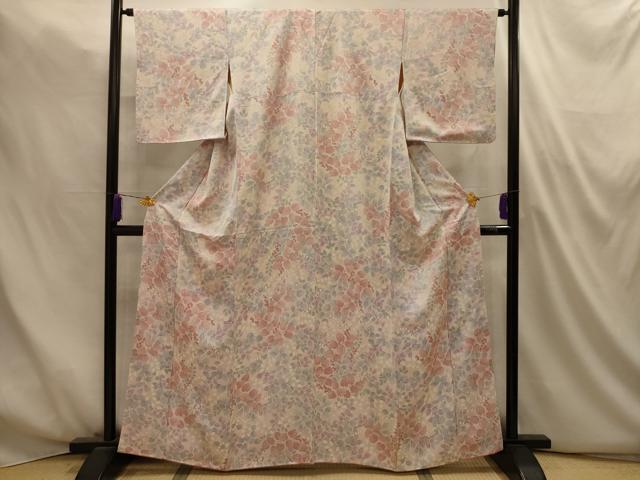 平和屋着物■上質な小紋　草花文　正絹　逸品　AABM7500sx