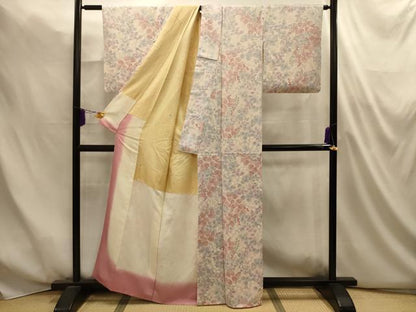 平和屋着物■上質な小紋　草花文　正絹　逸品　AABM7500sx