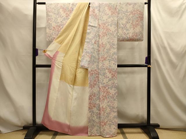平和屋着物■上質な小紋　草花文　正絹　逸品　AABM7500sx
