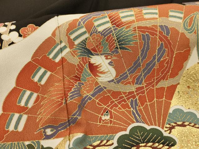 平和屋着物■豪華黒留袖　松竹梅御所車花鳥風景文　金彩　正絹　逸品　AABM7507sx