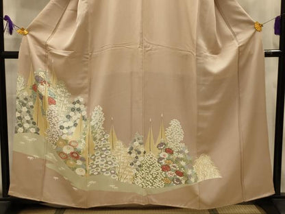 平和屋着物■豪華色留袖　草花文　正絹　逸品　AABM7511sx