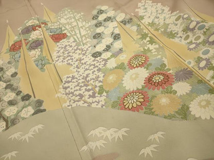 平和屋着物■豪華色留袖　草花文　正絹　逸品　AABM7511sx