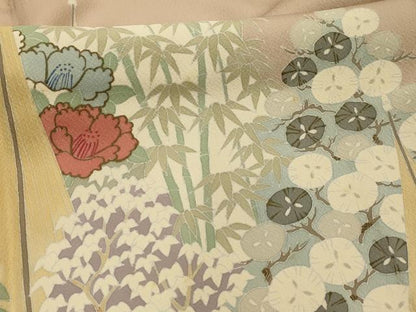 平和屋着物■豪華色留袖　草花文　正絹　逸品　AABM7511sx