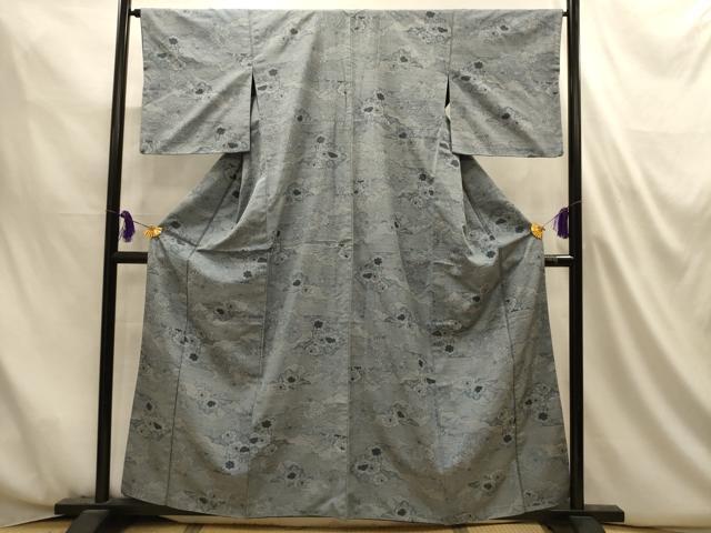 平和屋着物■上質な紬　重ね雲花文　正絹　逸品　AABM7515sx