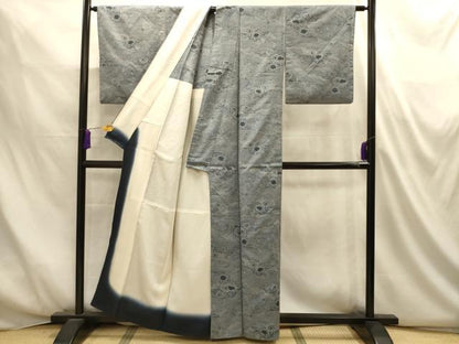 平和屋着物■上質な紬　重ね雲花文　正絹　逸品　AABM7515sx
