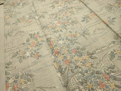 平和屋着物■上質な紬　草花文　正絹　逸品　AABM7516sx