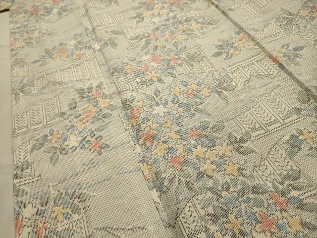平和屋着物■上質な紬　草花文　正絹　逸品　AABM7516sx