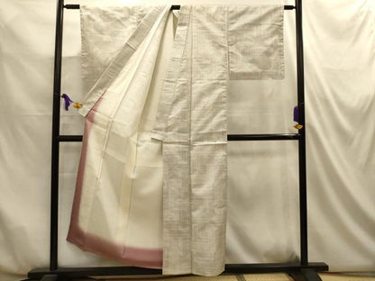 平和屋着物■上質な紬　幾何学文様　正絹　逸品　AABM7518sx
