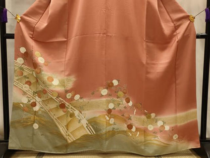 平和屋着物■豪華色留袖　駒刺繍　渡橋立波花文　暈し染め　金彩　正絹　逸品　AABM7522sx