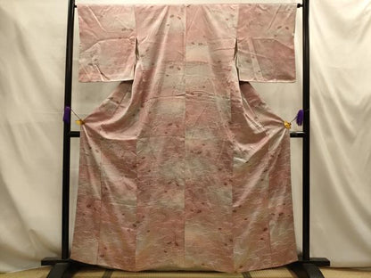 平和屋着物■上質な小紋　扇面花文　暈し染め　金彩　正絹　逸品　AABM7525sx