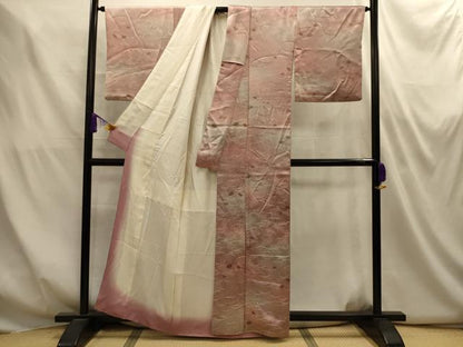 平和屋着物■上質な小紋　扇面花文　暈し染め　金彩　正絹　逸品　AABM7525sx