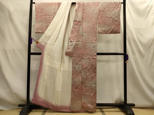 平和屋着物■上質な小紋　扇面花文　暈し染め　金彩　正絹　逸品　AABM7525sx