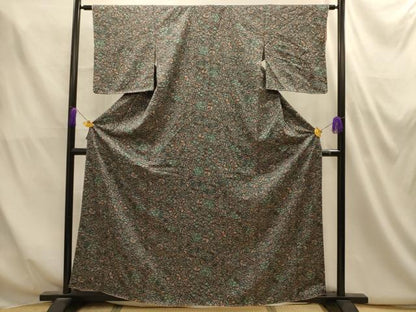 平和屋着物■上質な小紋　更紗花文　正絹　逸品　AABM7528sx