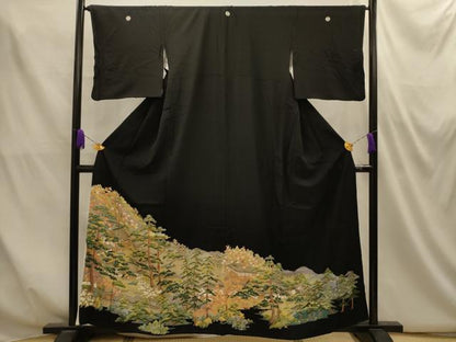 平和屋着物■豪華黒留袖　風景文　正絹　逸品　AABM7529sx
