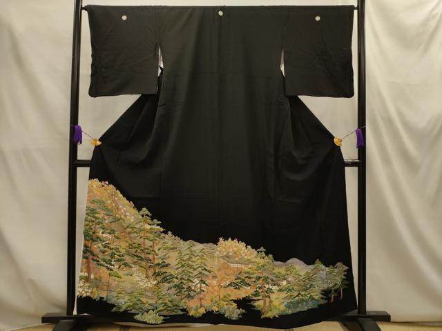 平和屋着物■豪華黒留袖　風景文　正絹　逸品　AABM7529sx